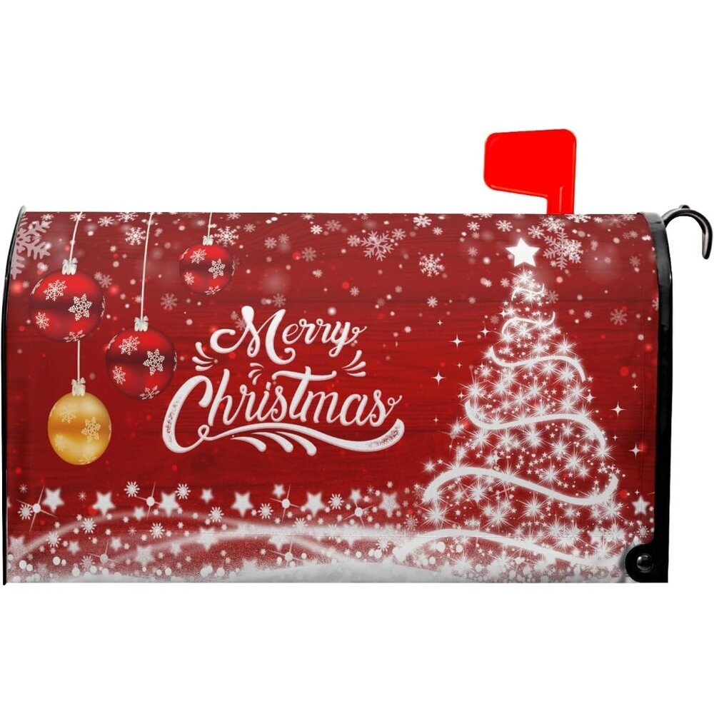 Merry Christmas Mailbox Covers Magnetic Standard Size 25.5" X 21" Winter Snowfla
